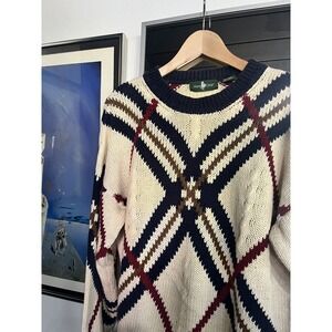 Vintage Hunt Club 90s Geometric All Over Print Round Neck Sweater Men's Medium